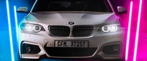 Превью обои bmw m2, bmw, автомобиль, белый, неон