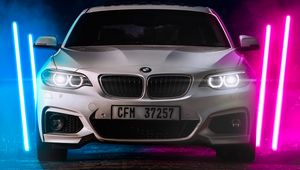 Превью обои bmw m2, bmw, автомобиль, белый, неон