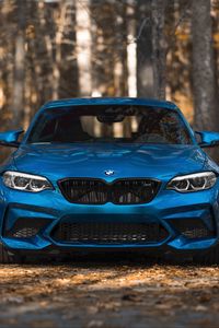 Превью обои bmw m2, bmw, автомобиль, синий, вид спереди