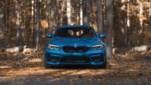 Превью обои bmw m2, bmw, автомобиль, синий, вид спереди