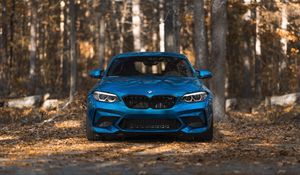 Превью обои bmw m2, bmw, автомобиль, синий, вид спереди