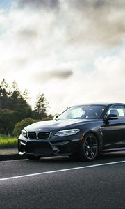 Превью обои bmw m2, bmw, автомобиль, черный, асфальт