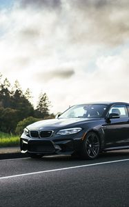 Превью обои bmw m2, bmw, автомобиль, черный, асфальт