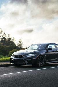 Превью обои bmw m2, bmw, автомобиль, черный, асфальт