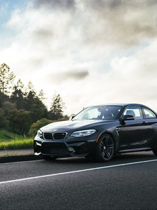 Превью обои bmw m2, bmw, автомобиль, черный, асфальт