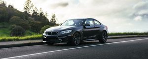 Превью обои bmw m2, bmw, автомобиль, черный, асфальт