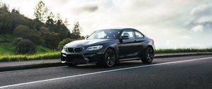 Превью обои bmw m2, bmw, автомобиль, черный, асфальт