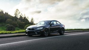 Превью обои bmw m2, bmw, автомобиль, черный, асфальт