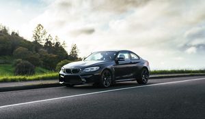 Превью обои bmw m2, bmw, автомобиль, черный, асфальт