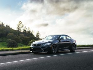 Превью обои bmw m2, bmw, автомобиль, черный, асфальт