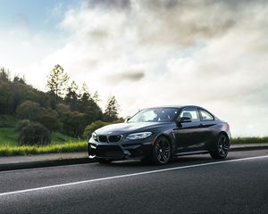 Превью обои bmw m2, bmw, автомобиль, черный, асфальт