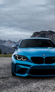Превью обои bmw m2, bmw, вид спереди, синий, фары