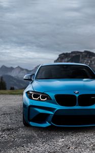 Превью обои bmw m2, bmw, вид спереди, синий, фары