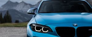 Превью обои bmw m2, bmw, вид спереди, синий, фары