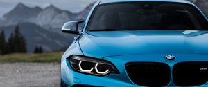 Превью обои bmw m2, bmw, вид спереди, синий, фары