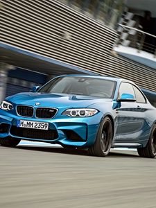 Превью обои bmw, m2, f87, вид спереди, синий