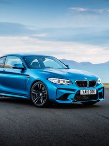 Превью обои bmw, m2, f87, синий, вид сбоку