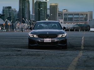 Превью обои bmw m340i, bmw, автомобиль, серый, вид спереди