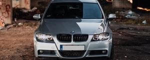 Превью обои bmw m3, bmw, автомобиль, серый, вид спереди