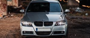 Превью обои bmw m3, bmw, автомобиль, серый, вид спереди