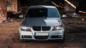 Превью обои bmw m3, bmw, автомобиль, серый, вид спереди