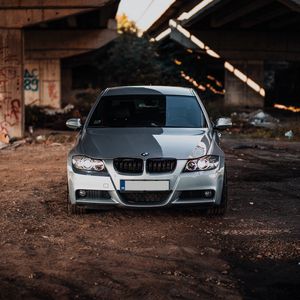 Превью обои bmw m3, bmw, автомобиль, серый, вид спереди