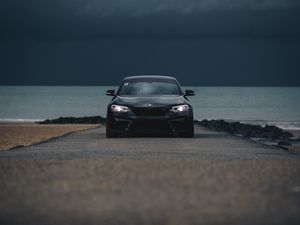 Превью обои bmw m3, bmw, автомобиль, черный, вид спереди
