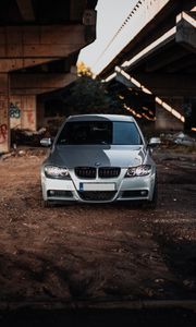 Превью обои bmw m3, bmw, автомобиль, серый, серебристый, вид спереди