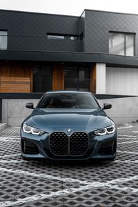 Превью обои bmw m3, bmw, автомобиль, синий, вид спереди, парковка