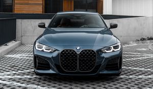 Превью обои bmw m3, bmw, автомобиль, синий, вид спереди, парковка