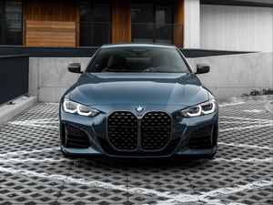 Превью обои bmw m3, bmw, автомобиль, синий, вид спереди, парковка