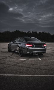 Превью обои bmw m3, bmw, автомобиль, серый, вид сзади, асфальт