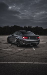 Превью обои bmw m3, bmw, автомобиль, серый, вид сзади, асфальт