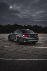 Превью обои bmw m3, bmw, автомобиль, серый, вид сзади, асфальт