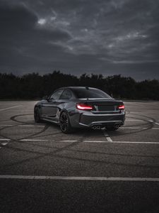Превью обои bmw m3, bmw, автомобиль, серый, вид сзади, асфальт