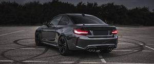 Превью обои bmw m3, bmw, автомобиль, серый, вид сзади, асфальт