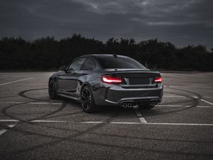 Превью обои bmw m3, bmw, автомобиль, серый, вид сзади, асфальт