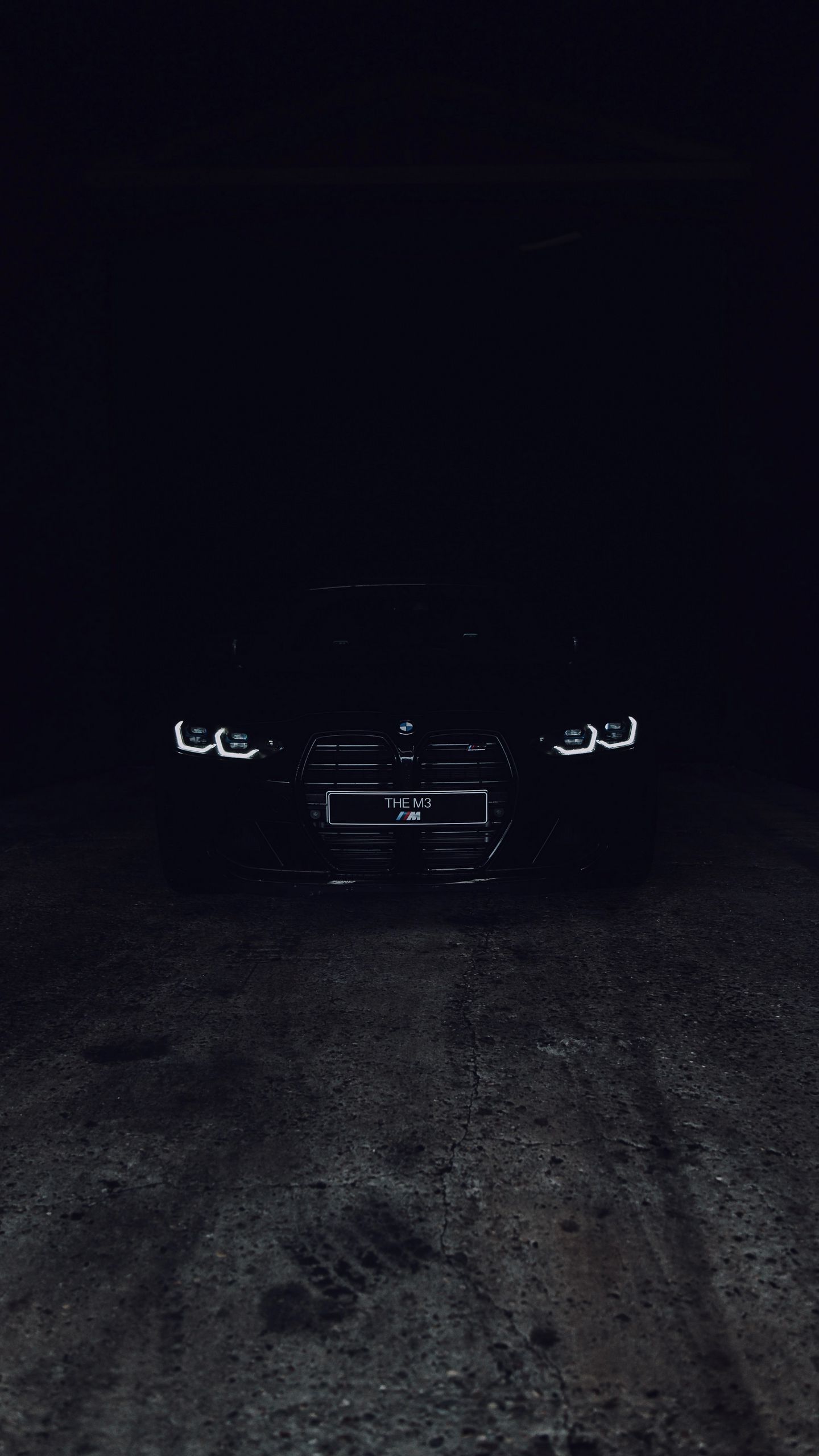 Скачать 1440x2560 bmw m3, bmw, автомобиль, фары, черный, дорога, темный  обои, картинки qhd samsung galaxy s6, s7, edge, note, lg g4