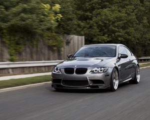 Превью обои bmw m3, bmw, автомобиль, вид спереди, асфальт
