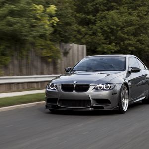 Превью обои bmw m3, bmw, автомобиль, вид спереди, асфальт