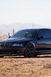 Превью обои bmw, m3, e46, черный, вид сбоку