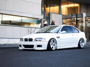 Превью обои bmw, m3, e46, белый, вид сбоку