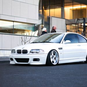 Превью обои bmw, m3, e46, белый, вид сбоку