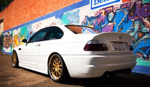 Превью обои bmw, m3, e46, белый, тюнинг