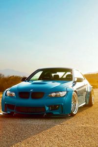 Превью обои bmw, m3, e92, голубой, пустынно