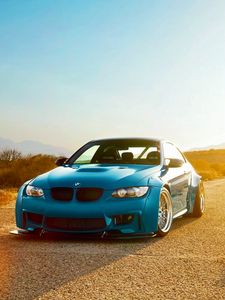 Превью обои bmw, m3, e92, голубой, пустынно