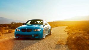 Превью обои bmw, m3, e92, голубой, пустынно