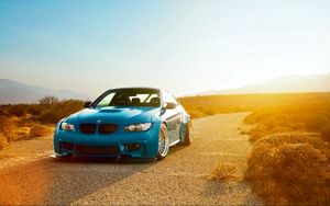 Превью обои bmw, m3, e92, голубой, пустынно