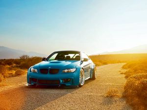 Превью обои bmw, m3, e92, голубой, пустынно