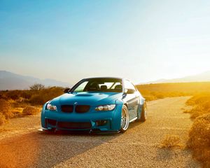 Превью обои bmw, m3, e92, голубой, пустынно